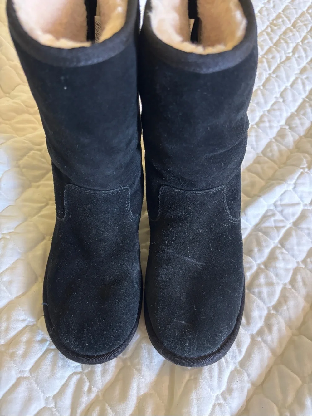 UGG Kids Black Suede Shearling-Lined Boots
